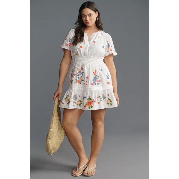nwt by ANTHROPOLOGIE sz 1X The Somerset Mini dress: Embroidred edition - Picture 1 of 5